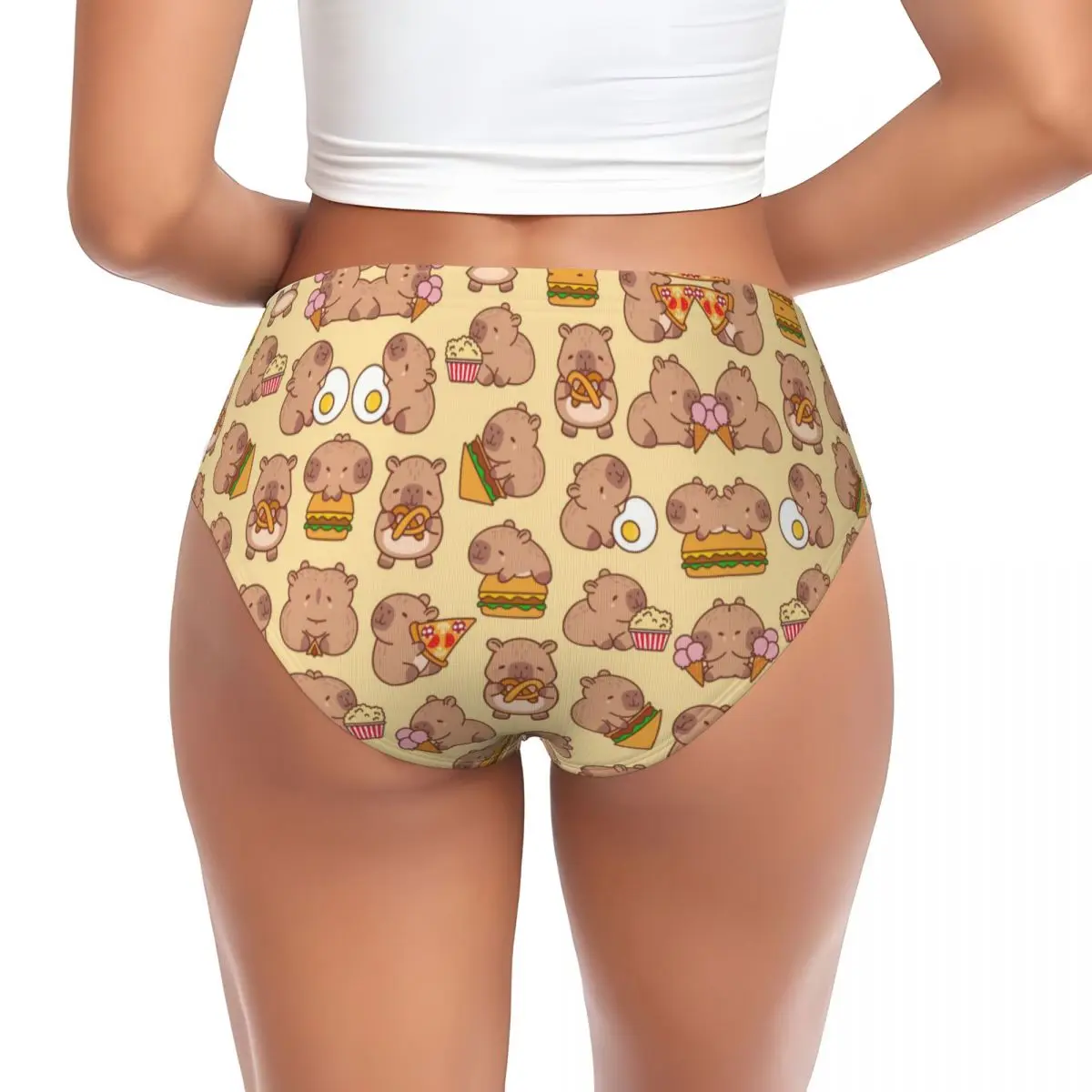 Custom Funny Capybara Briefs Underwear Women Comfortable Stretch Panties