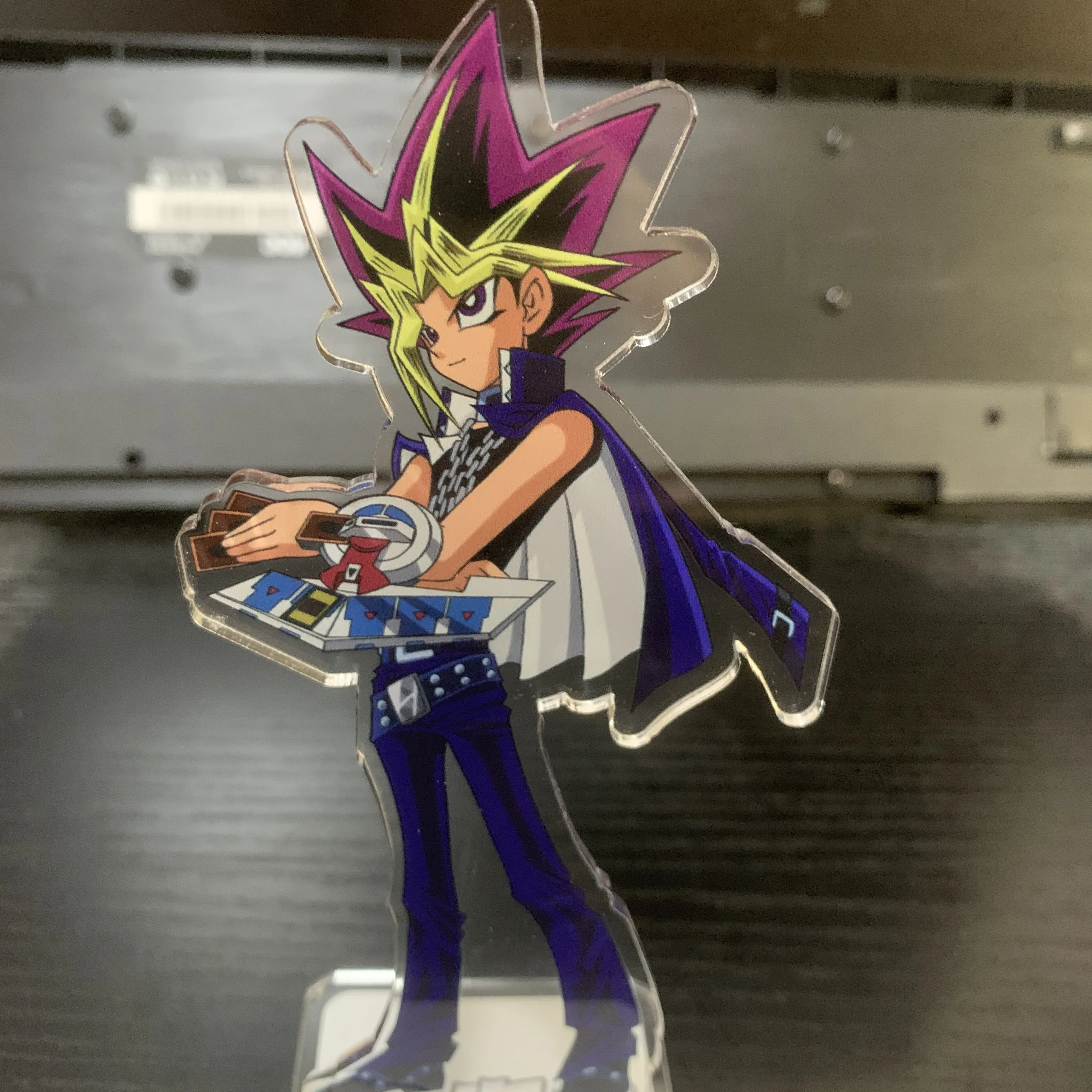 Japan Hot Anime Yu-Gi-Oh! Figure ATEM Seto Kaiba Cosplay supporto in acrilico modello piatto scrivania Decor segno in piedi ventagli giocattolo