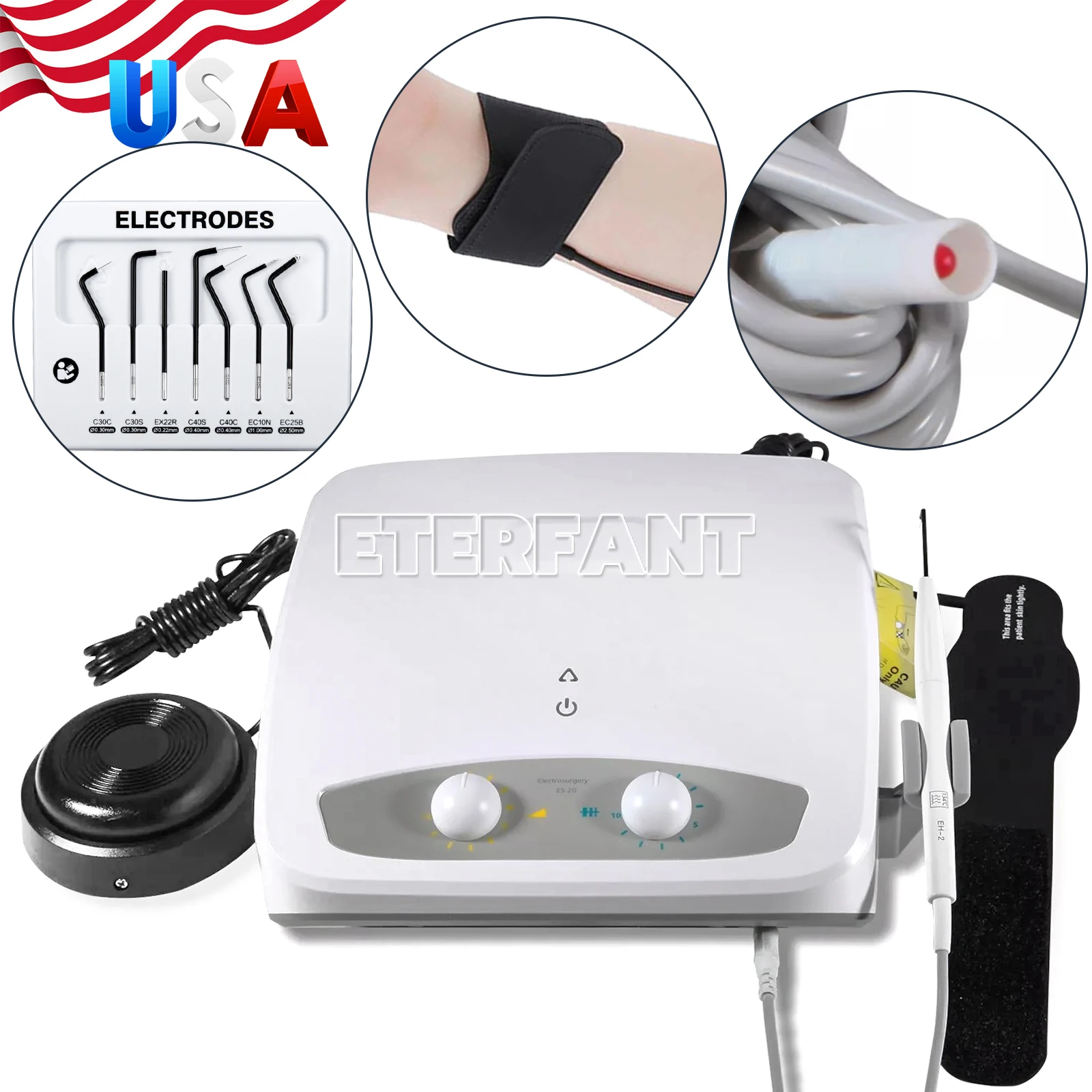 

ETERFANT Dental 30W Micro Surgery Electrosurgical Unit Electrosurgery Machine High-Frequency ES-20 For Right Wrist Only