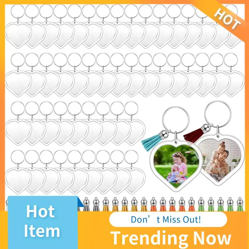 

ABNL 50 Sets Snap-In Acrylic Photo Frame Keychain Custom Insert Photo Keyring With Tassels