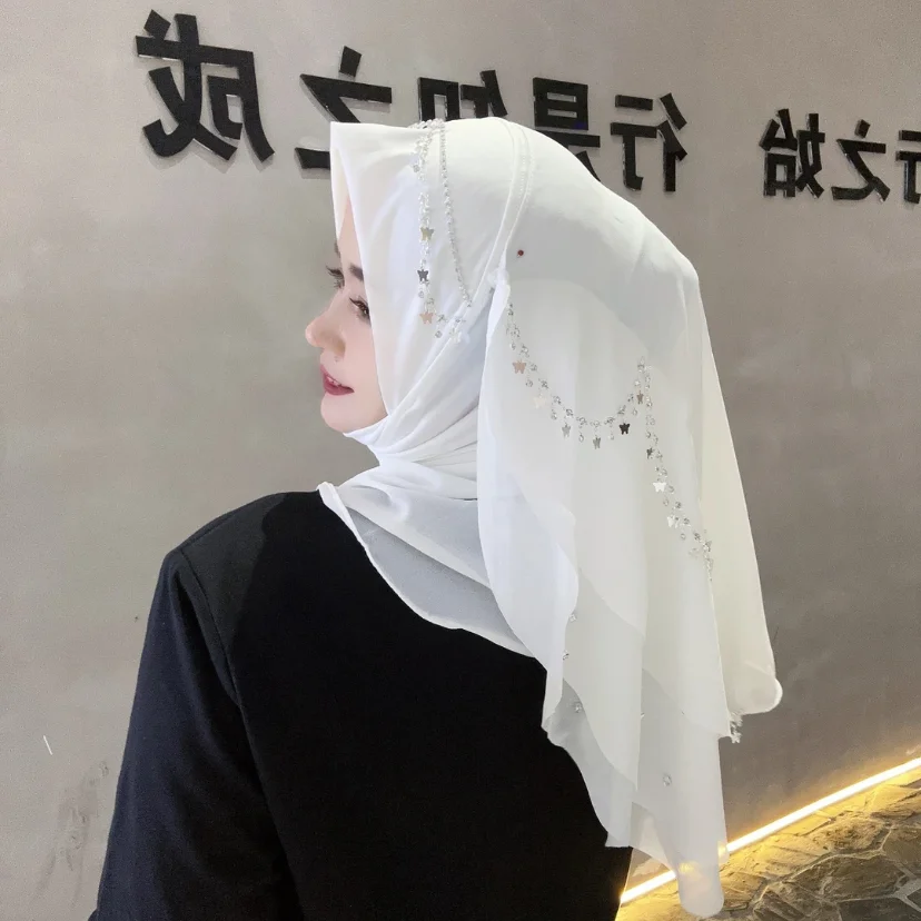 Chains Decor Moslem Islamic Girls Wrap Hijab Wears