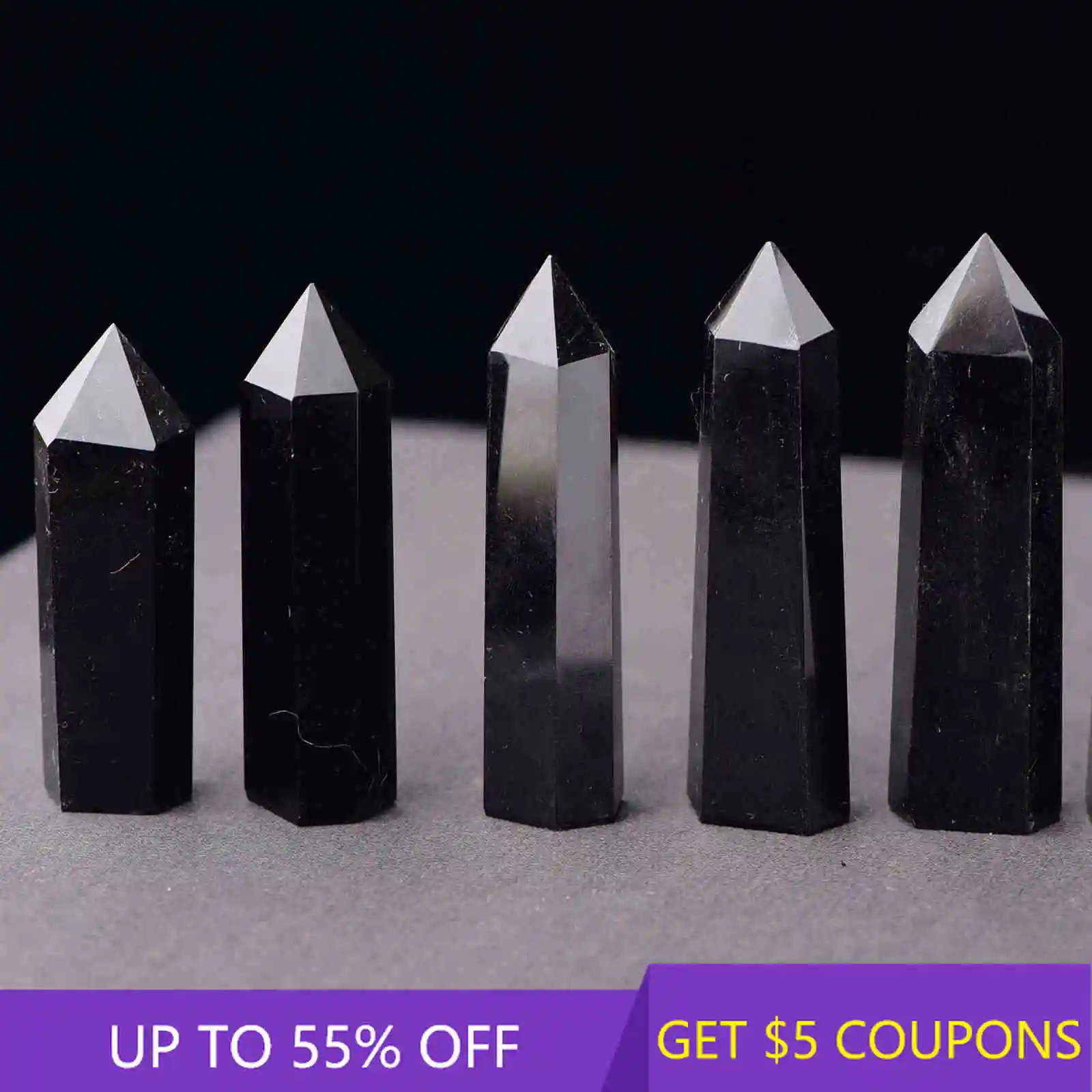 40-70mm AAA Natural Black Obsidian Quartz Crystal Point Wand Hexagonal Obelisk Healing Treatment Stone Rock Specimens Home Decor