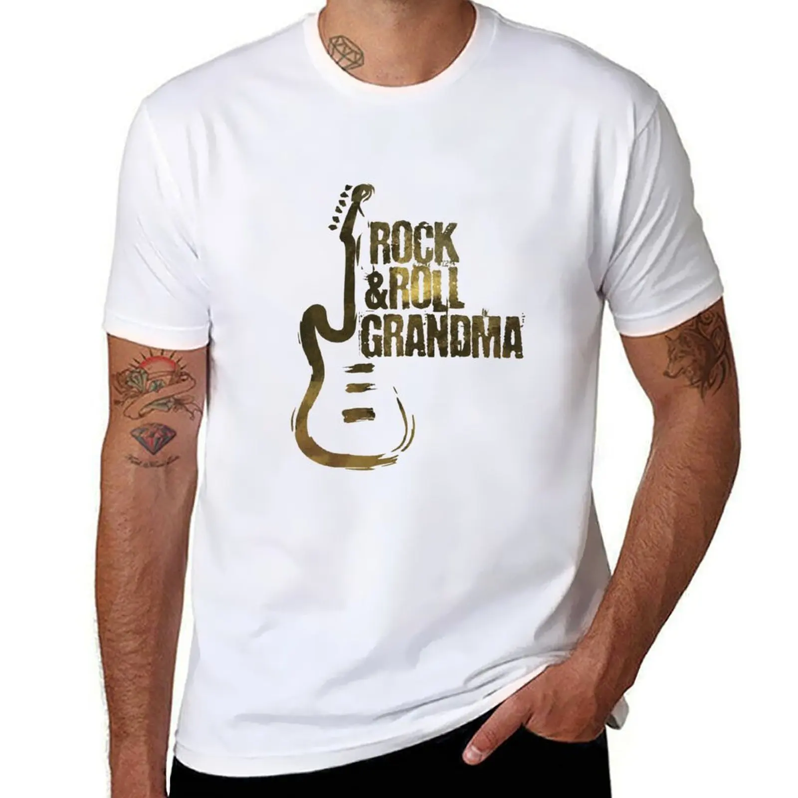 

Rock and Roll Grandma Guitar Silhouette T-Shirt mens graphic t shirts funny t shirts man t shirts for man cotton soft T-Shirt
