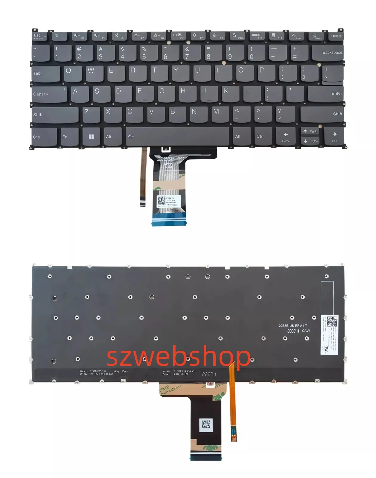 Ordinateur portable avec clavier rétro4.2 US, Lenovo Emergency APad Slim 3, 14IRU8, 14ABR8, 14AMN8, 14IAH8, 14IRH8, Nouveau