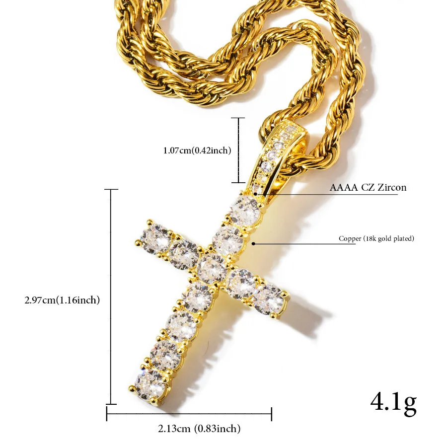 Iced Ou Fashion Cross Shaped Women Pendant Necklace Long Chain Inlaid Shining CZ Charming Lady Party Accessories Special Jewelry