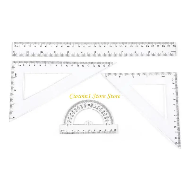 A3PC Math Geometry Tool with Square Straight Ruler Math Protractor For Math Drafting