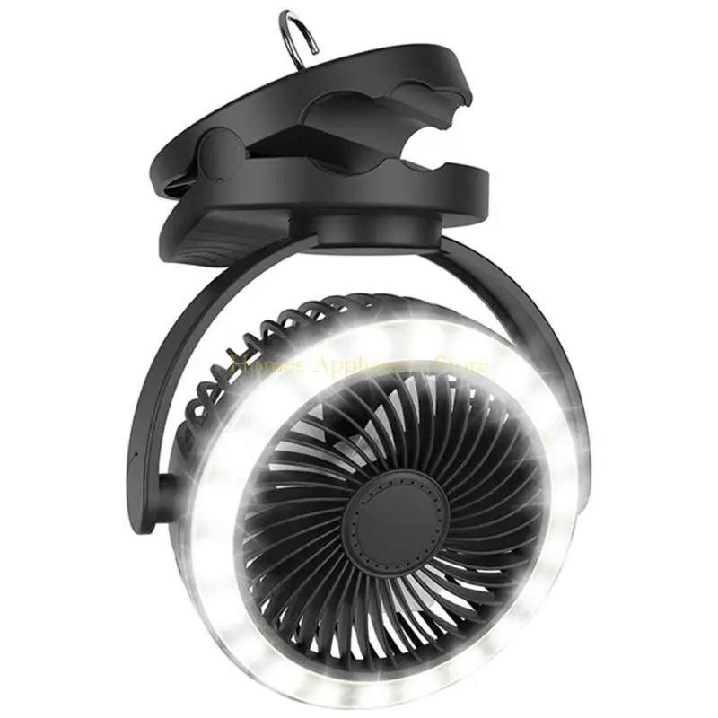 D0AB 10000mAh Camping Fan with LED Light Battery Operated Cooler with Hanging Hook