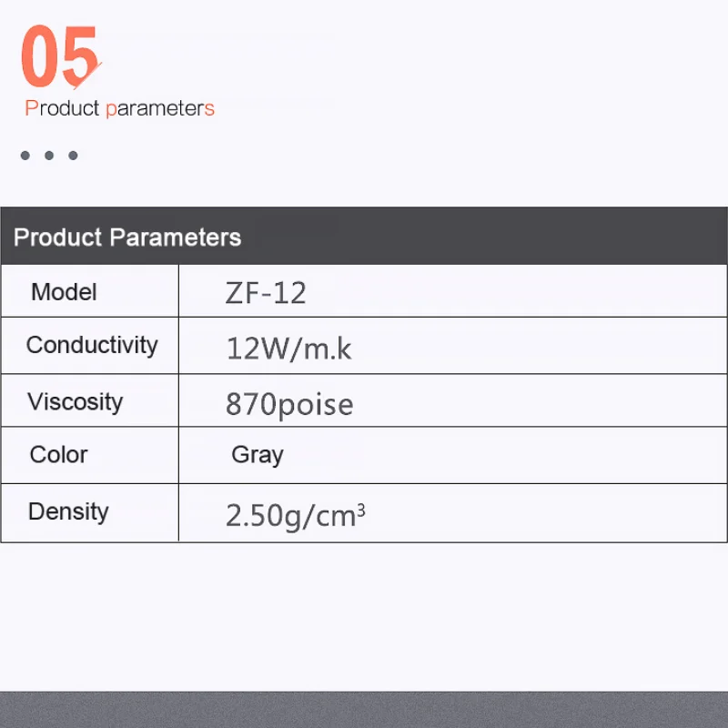 Pasta térmica del disipador de calor de grasa térmica ZF-12/ZF 12W/mk para procesadores compuestos de disipador de calor de CPU enfriador de agua de yeso