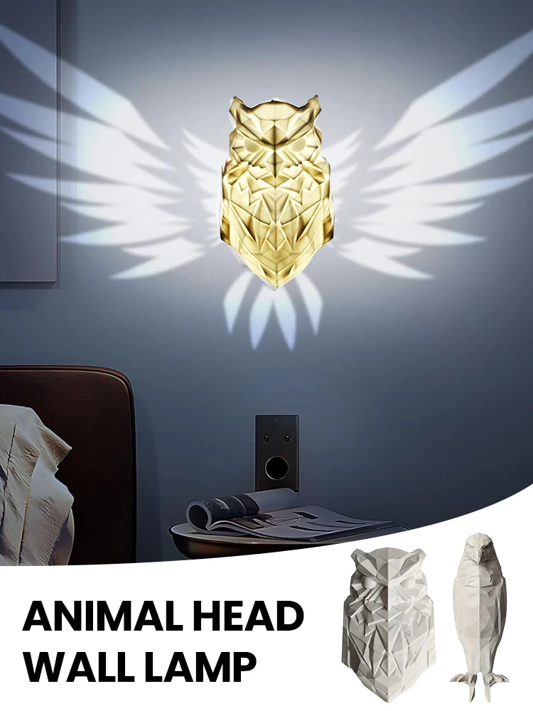 

3D Animals LED Wall Light Creative Lamp Owl Eagle Shape Projector Modern Atmosphere Sconce Light Animal Lighting