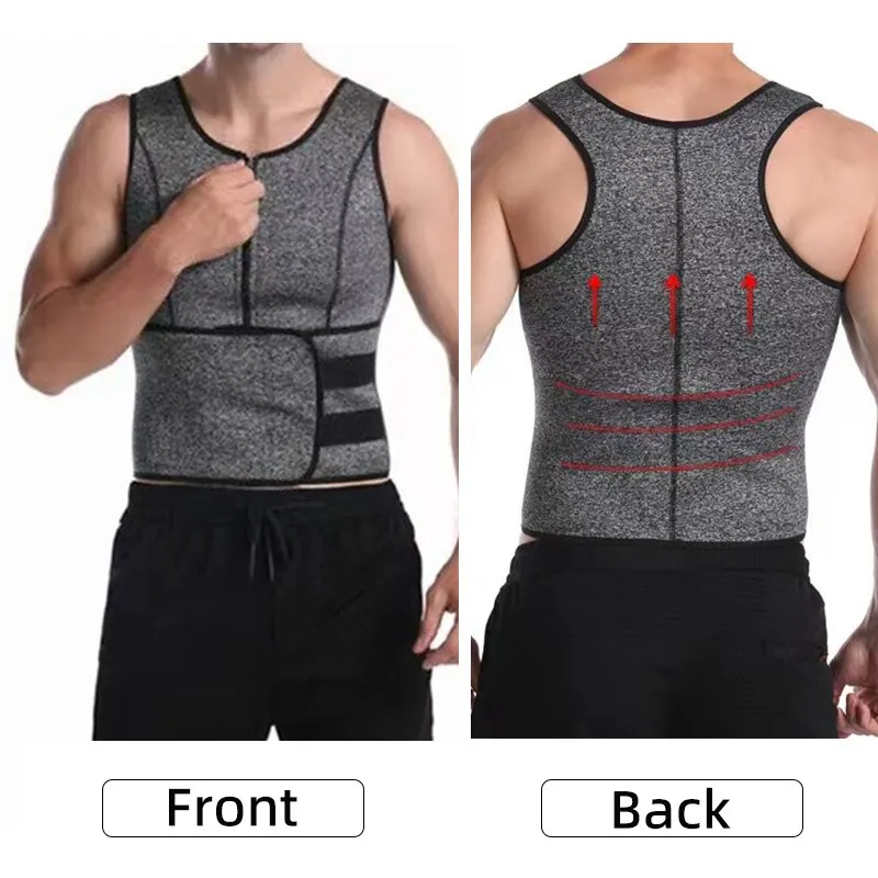 Men Neoprene Shapers Vest Body Shaper Tank Tops L XL XXL Black Gray Waist Training Slim Weight Loss Zipper For Sauna Suit