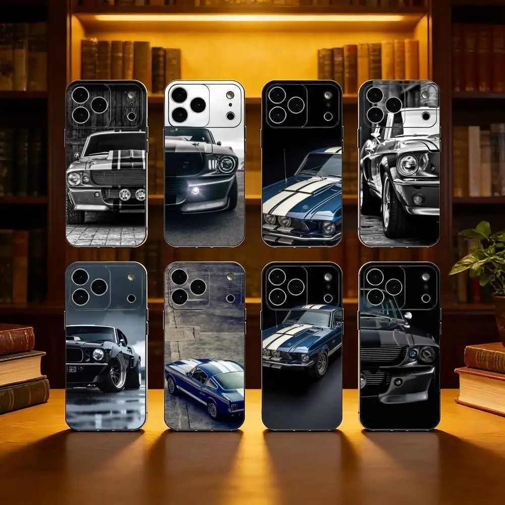 

Speed Car GT500 Cool Phone Case For iPhone 17,16,15,14,13,12,11 Plus,Pro Max, Black Silicone Cover