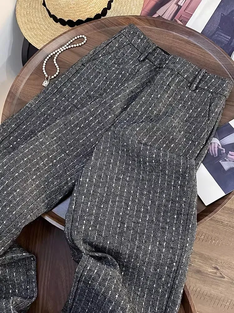 Hoge kwaliteit vrouwelijke wijde pijpen broek casual lange broek losse pasvorm mode Franse stijl winter volledige lengte kantoor dame 2025, nieuw