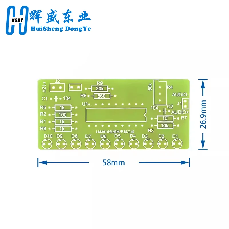 Analyseur audio et indicateur de niveau, kit de pratique de soudure, laboratoire, bricolage, 10 LED, 9V-12V DC, LM3915