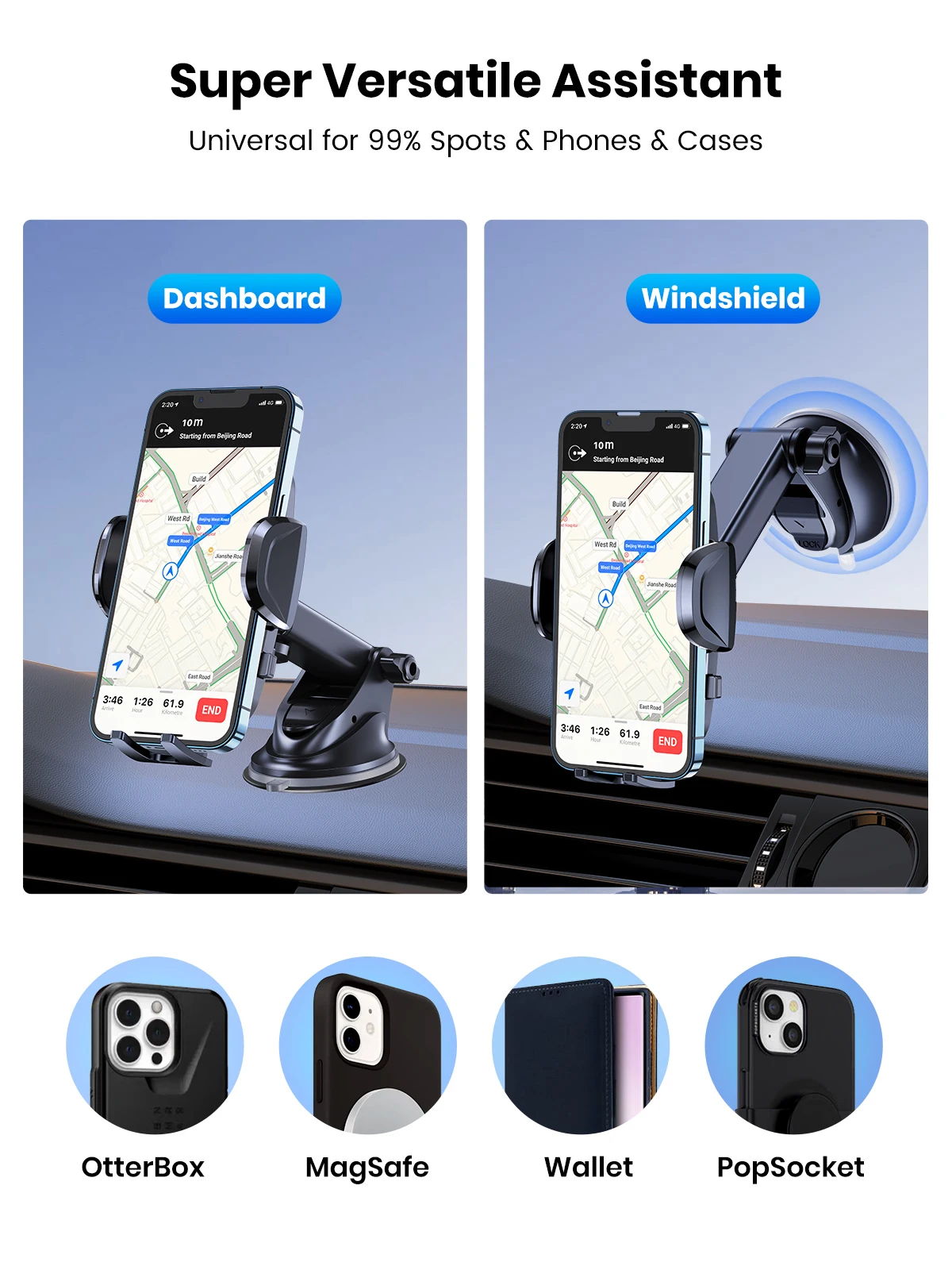 TOPK Car Phone Holder Mount Cell Phone Mount for Car Dashboard & Windscreen for Universal Cars 360° Rotatable Mobile Phone Holde