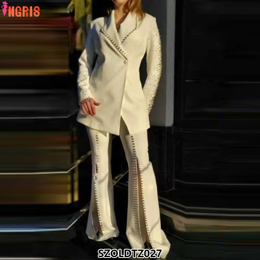 

Fashion Women Two Piece Suit White Plus Size Business Ladies Two Piece Pants Suit-SZOLDTZ027