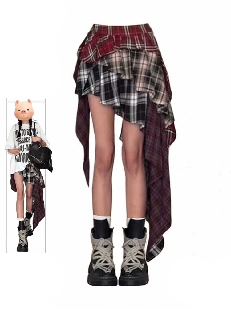 

Модная клетчатая юбка-миди, женская летняя новая юбка трапециевидной формы нестандартного цвета, корейская юбка трапециевидной формы для поездок на работу