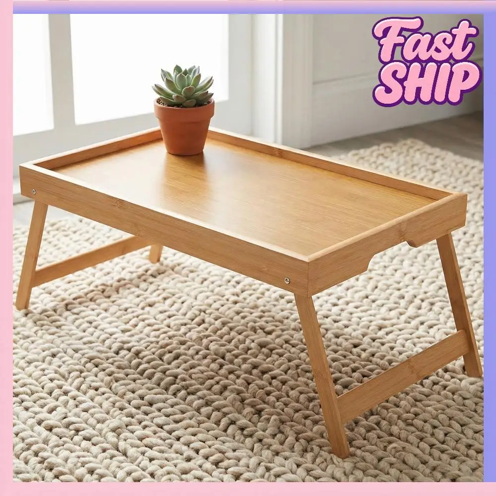 

Портативный многофункциональный бамбуковый поднос для завтрака со складными ножками, поднос для завтрака в постели, для подачи еды на диване, для еды, работы и чтения