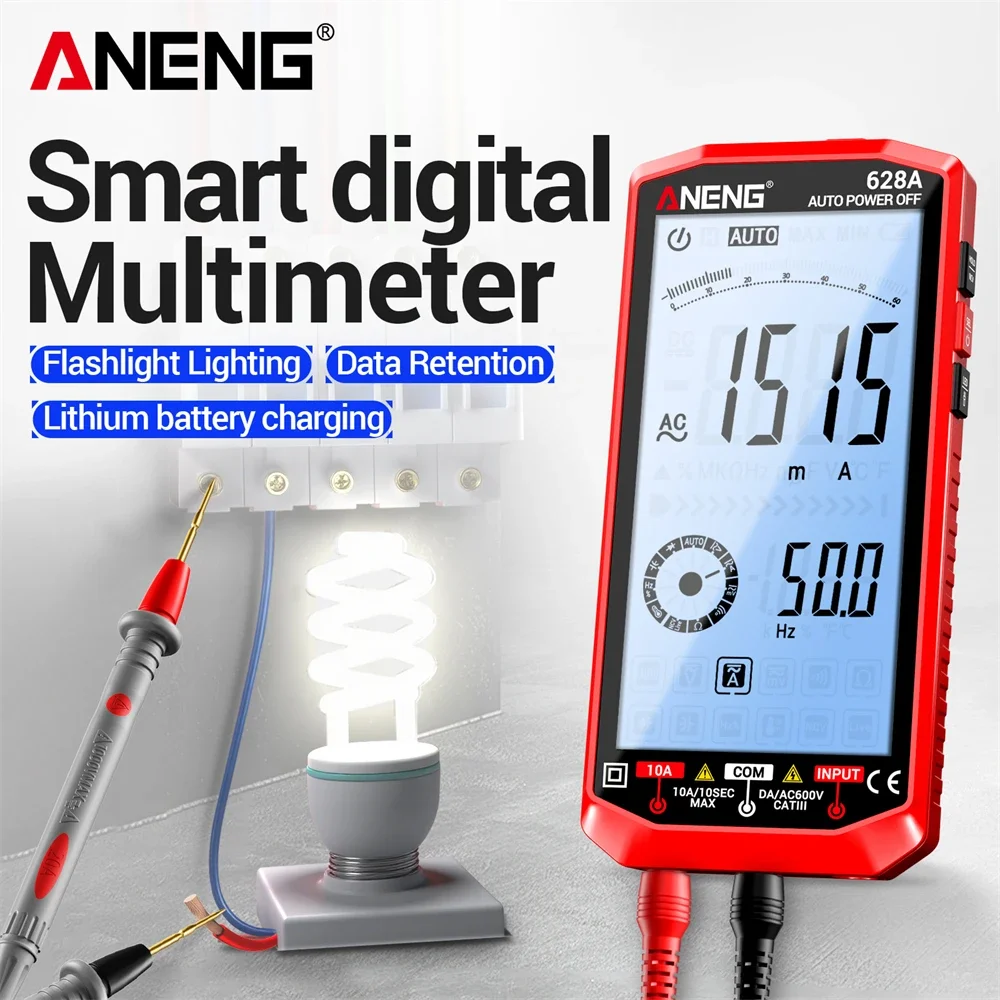 Smart Precise Digital Multimeter Tester ANENG 628A AC/DC Voltage Current High Definition Backlit Large Screen Electrician Tools
