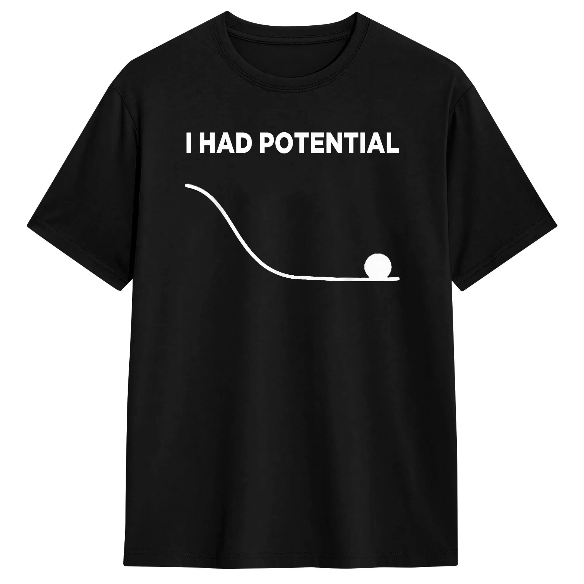 T-shirt homme vintage « I Had Potential », col rond, style hip-hop, design oversize, pour l'été