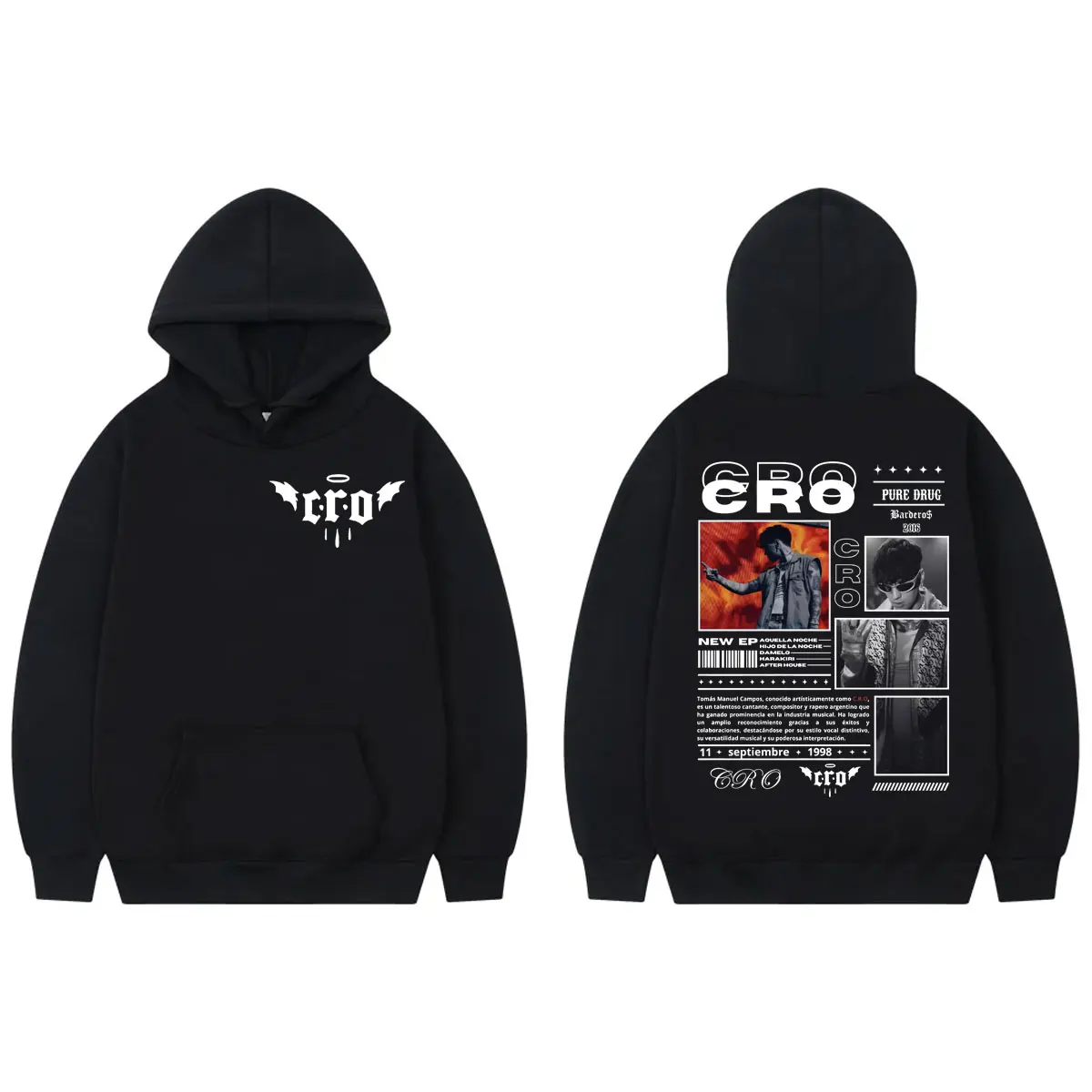 

Rapper C.R.O Pore Druc Tour 2025 Hoodies Men Women Fashion Hip Hop Hooded Sweatshirts Autumn Winter Casual Oversized Pullovers