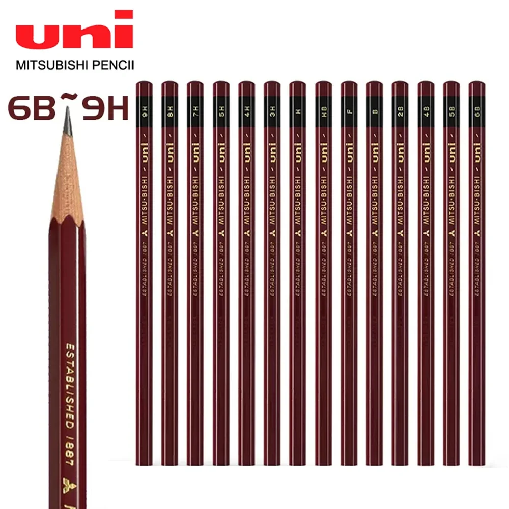 3pcs Japan UNI Wooden Pencil 1887 Is Suitable for Students To Write Sketch and Draw Professional Art Supplies School Stationery