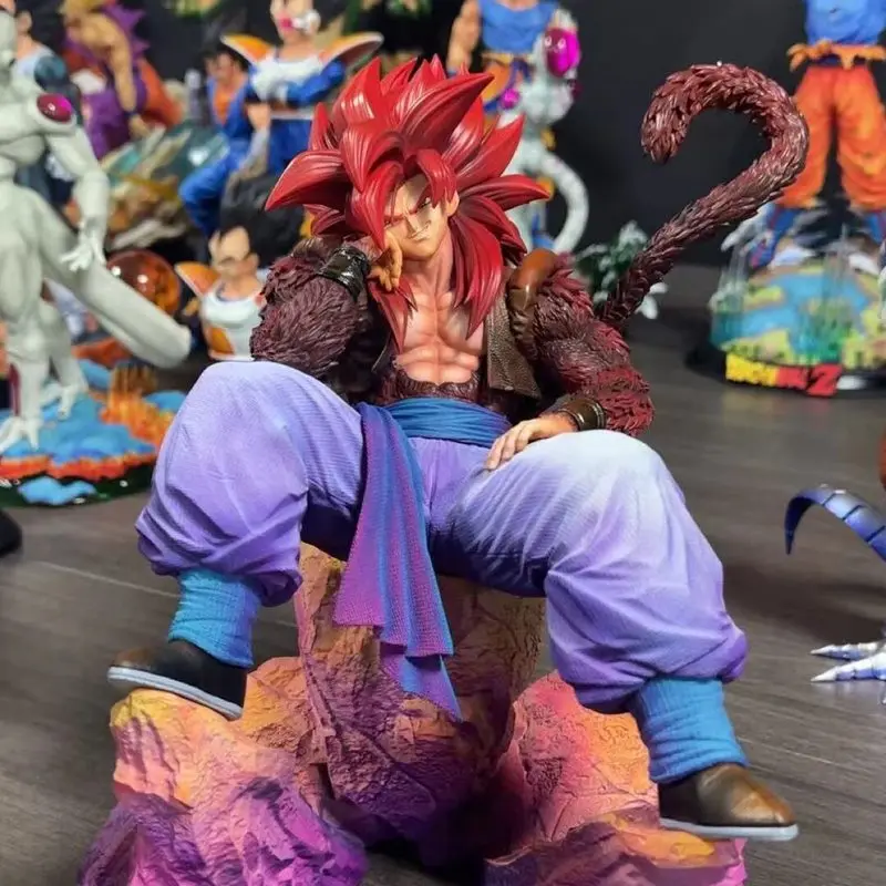 

New Dragon Ball Super Saiyan 4 Gogeta GK Statue Sitting Posture Anime Figure Desk Decor Collectible Model For Fans Gift