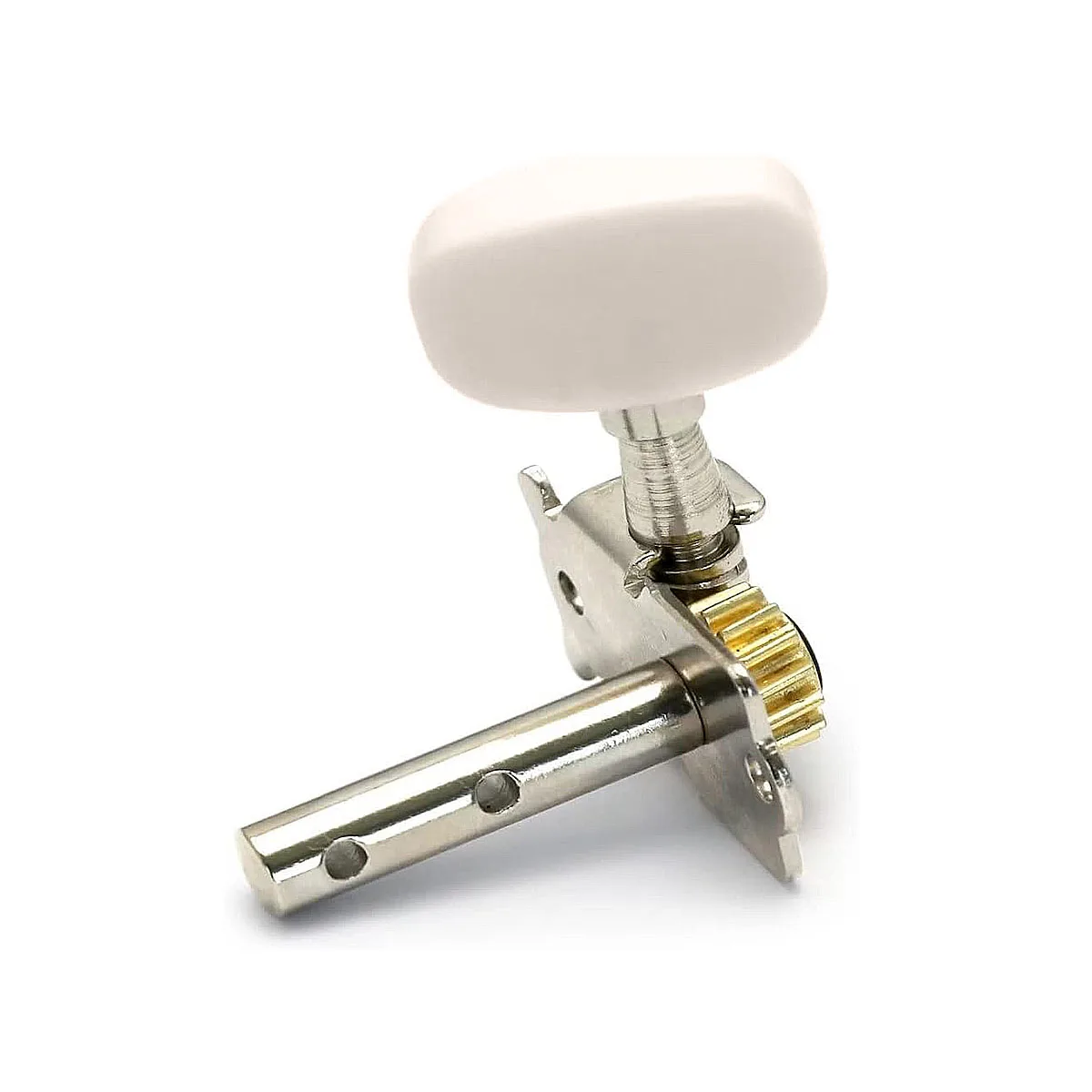 6 Buah Set Tombol Senar Gitar 3L+3R - Tuner Gitar Akustik Berlapis Krom dengan Tombol Putih, Rasio 1:14 untuk Gitar Akustik & Klasik