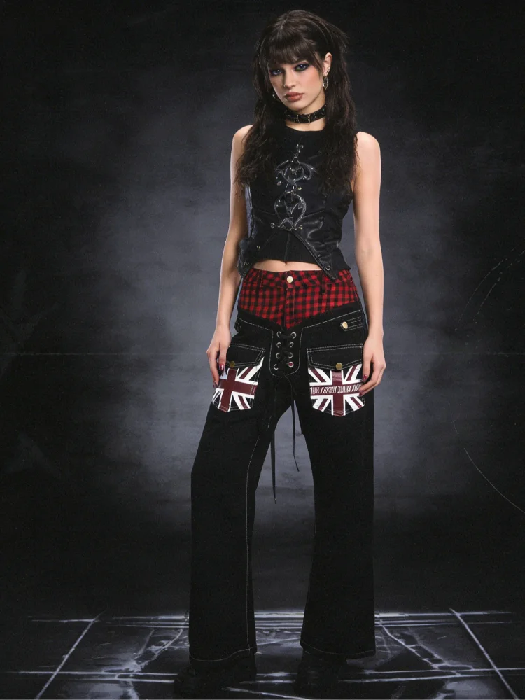 

Fashionable new trend Harajuku ripped hole retro washed straight leg jeans Gothic Y2k cross-border clothing