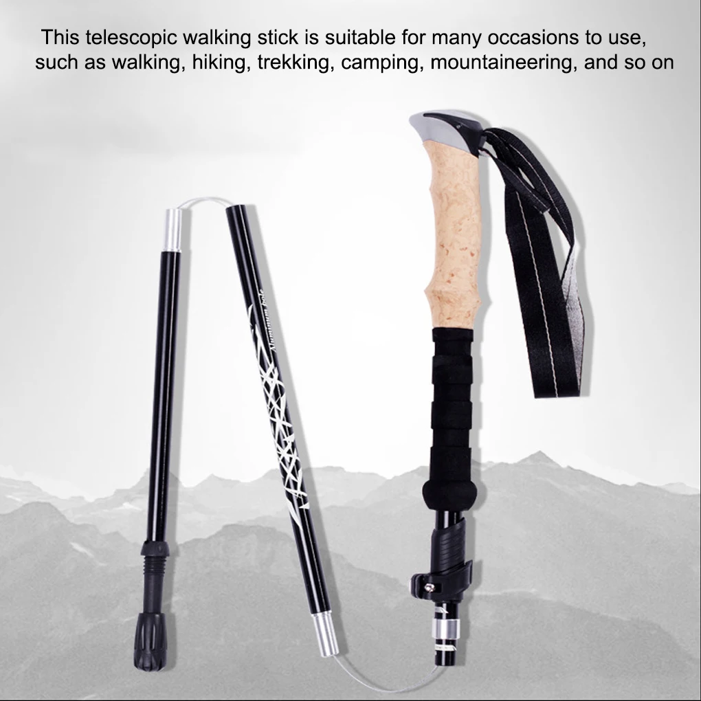 Walking Poles Adjustable Cork Anti Shockproof Trekking Alpenstock Hiking Folding Portable Climbing Stick Outdoor Sport Equipment