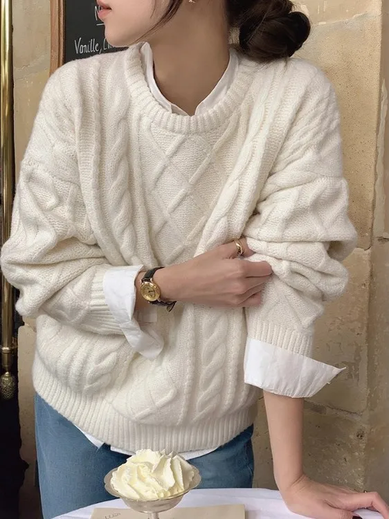 

Мягкий уютный вязаный свитер, винтажный свитер с открытыми плечами, несколько ношений, ленивый шикарный тренд для женщин 8-24 лет