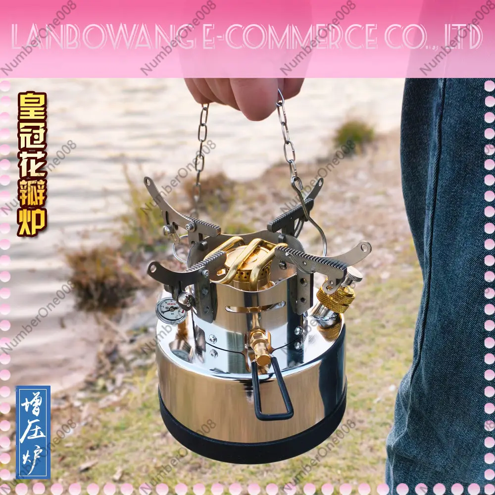 Portable Pressurized Alcohol Stove, Integrated Ethanol Gasifier Burner for Outdoor Camping Hiking Cooking