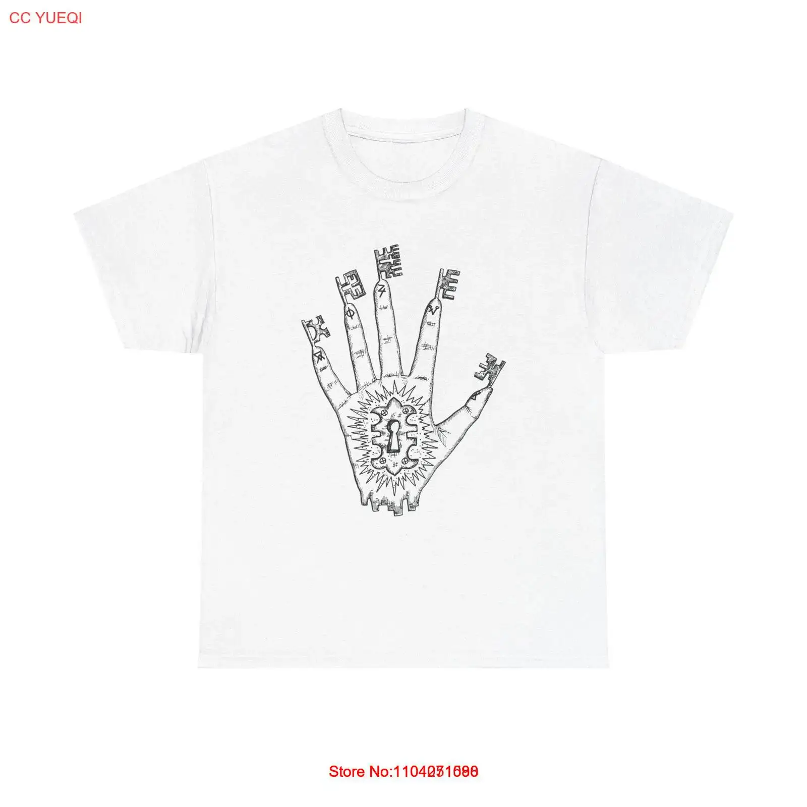 Mystic Hand Symbol Graphic T-Shirt - esoteric occult sign magic key line art