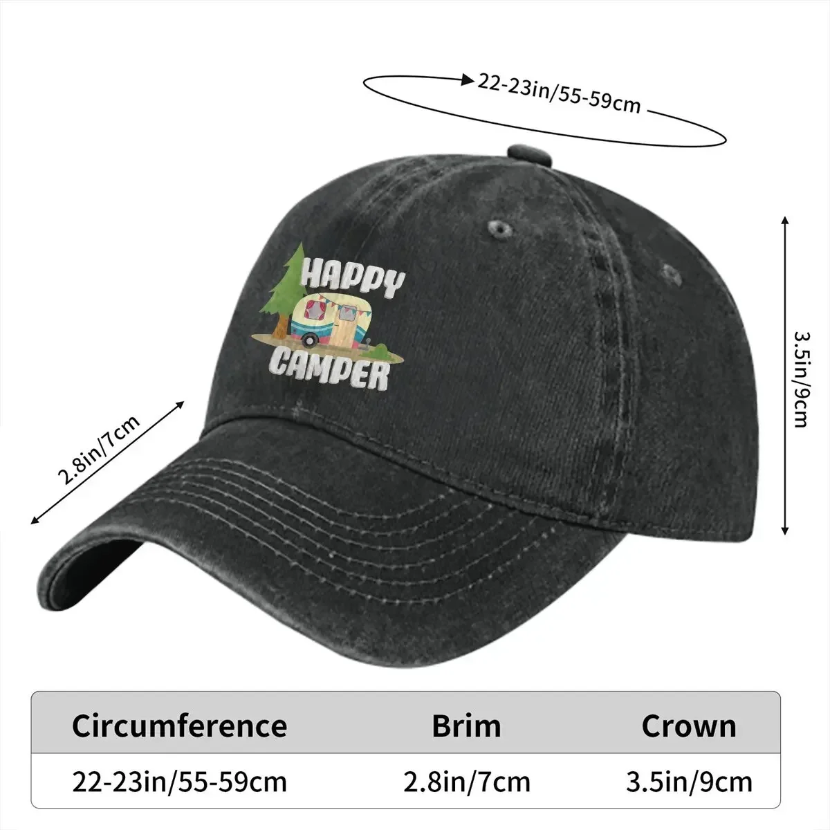 New Camper Camping Multicolor Hat Peaked Women's Cap Happy Camper Trailer Personalized Visor Protection Hats