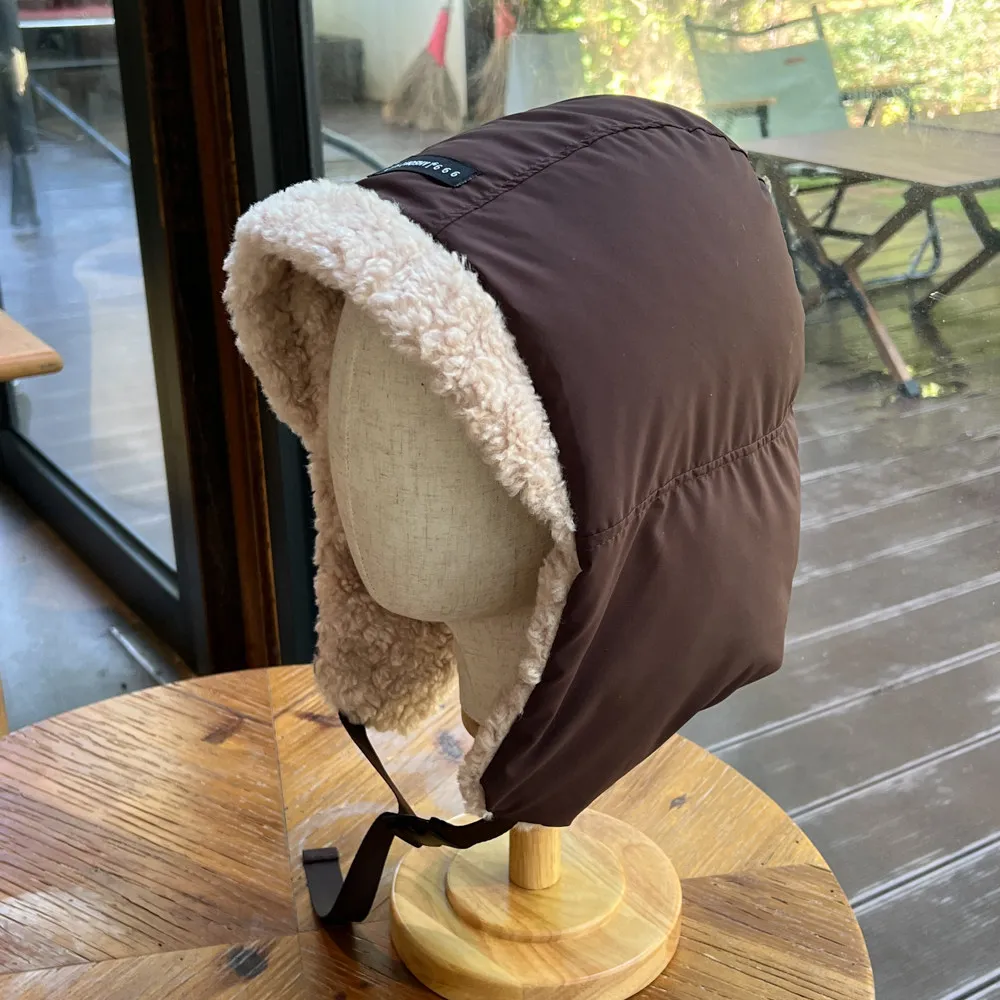 Korean Winter Thickened Lei Feng Hats Aviator Trooper Earflap Warm Windproof Ski Down Cap Bomber Cap Ear Protectors Hats