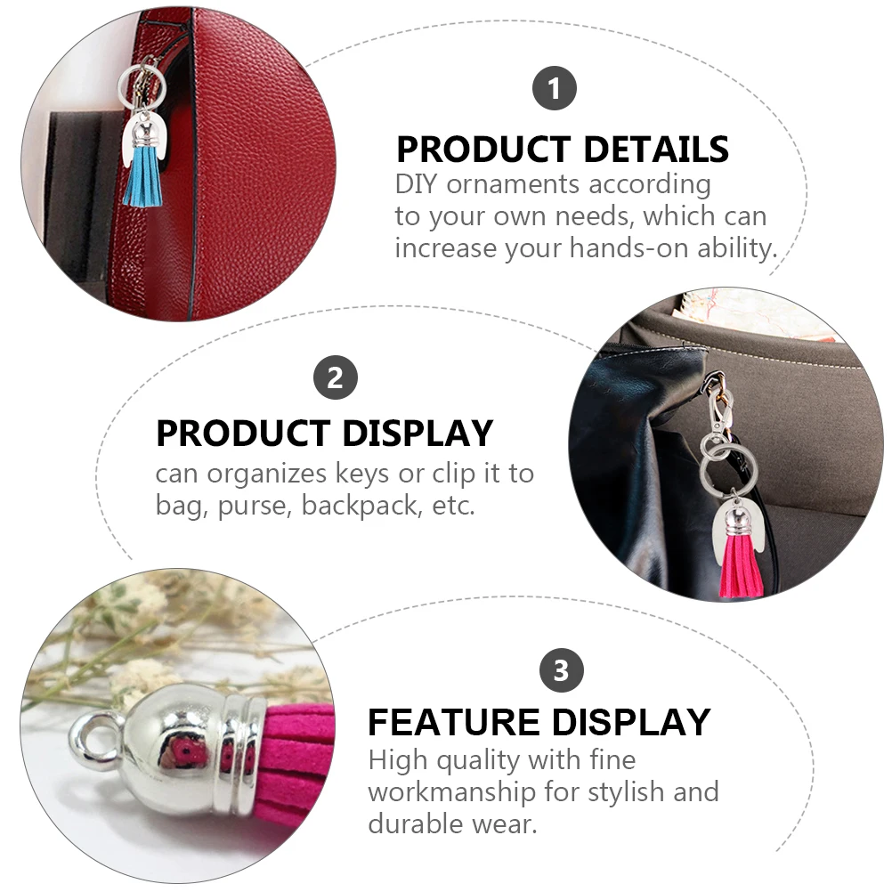 

50 Sets Tassel Keychain Tag DIY Accessories Jewelry Pendants Bookmark Metal