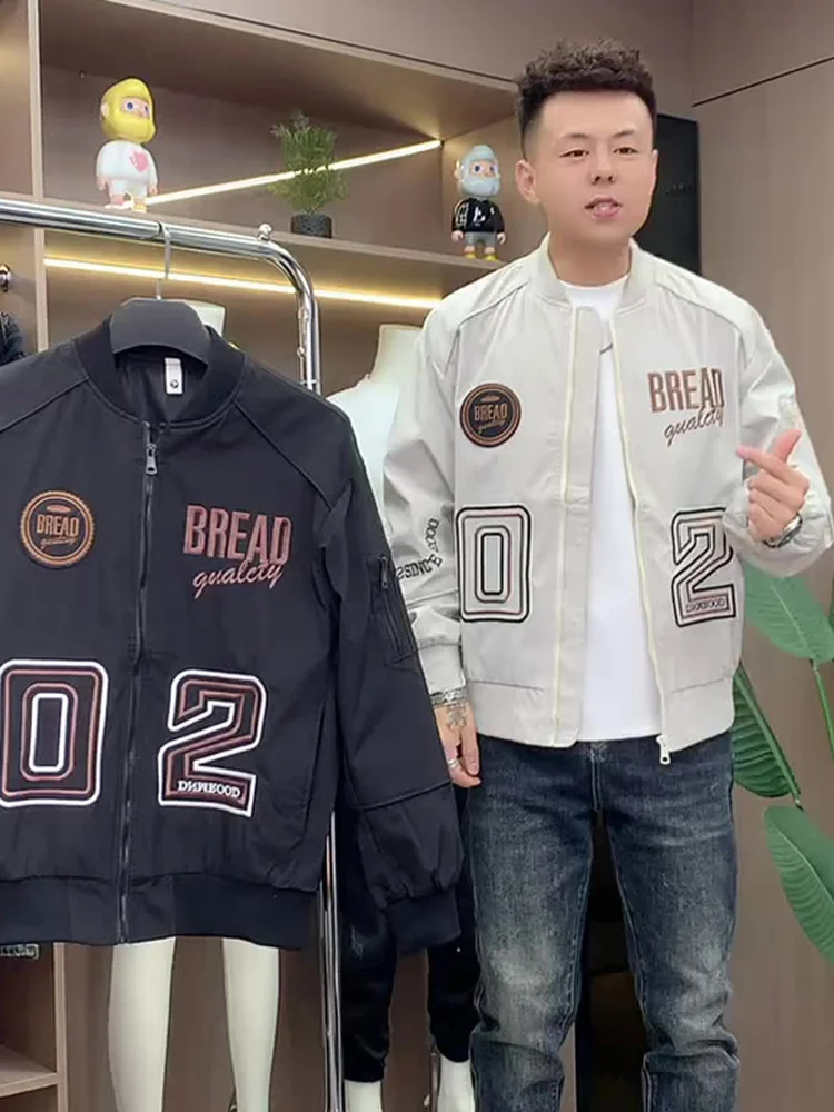 

Trendy American Sle Men's Baseball Jaet Embroidered Cool irt Spring Autumn Faion Outerwear Slim Fit Polyester Fiber