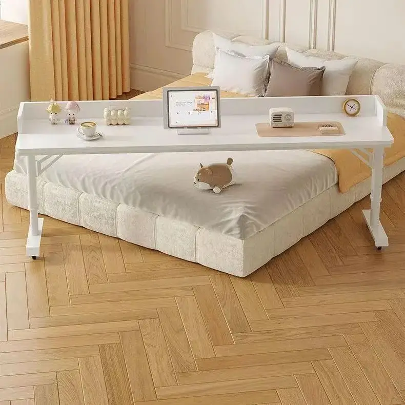 The desk is movable, cross-bed table can be lifted, the lazy bed table is small, and solid wood strip study table is