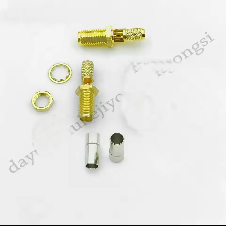 RF coaxial coax adapterSMA Female  Window Crimp RF Connector For LMR195 RG58 RG400 RG142 Cable