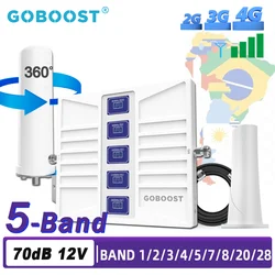 GOBOOST 5 Band Signal Booster LTE 5G 800 900 1800 2100 2600 700 850 1900 2G 3G GSM Cellular Amplifier Cell Network Repeater Kit