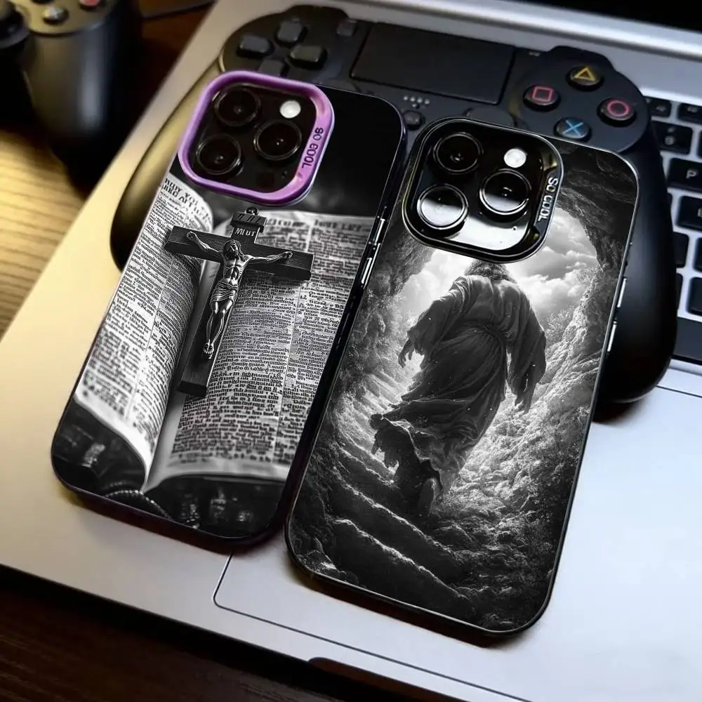 

Son Of God Jesus Cross Holy Phone Case For iPhone 17,16,15,14,13,12,11 Plus,Pro Max,XS,Colorful Silver Phone case Funda Cover