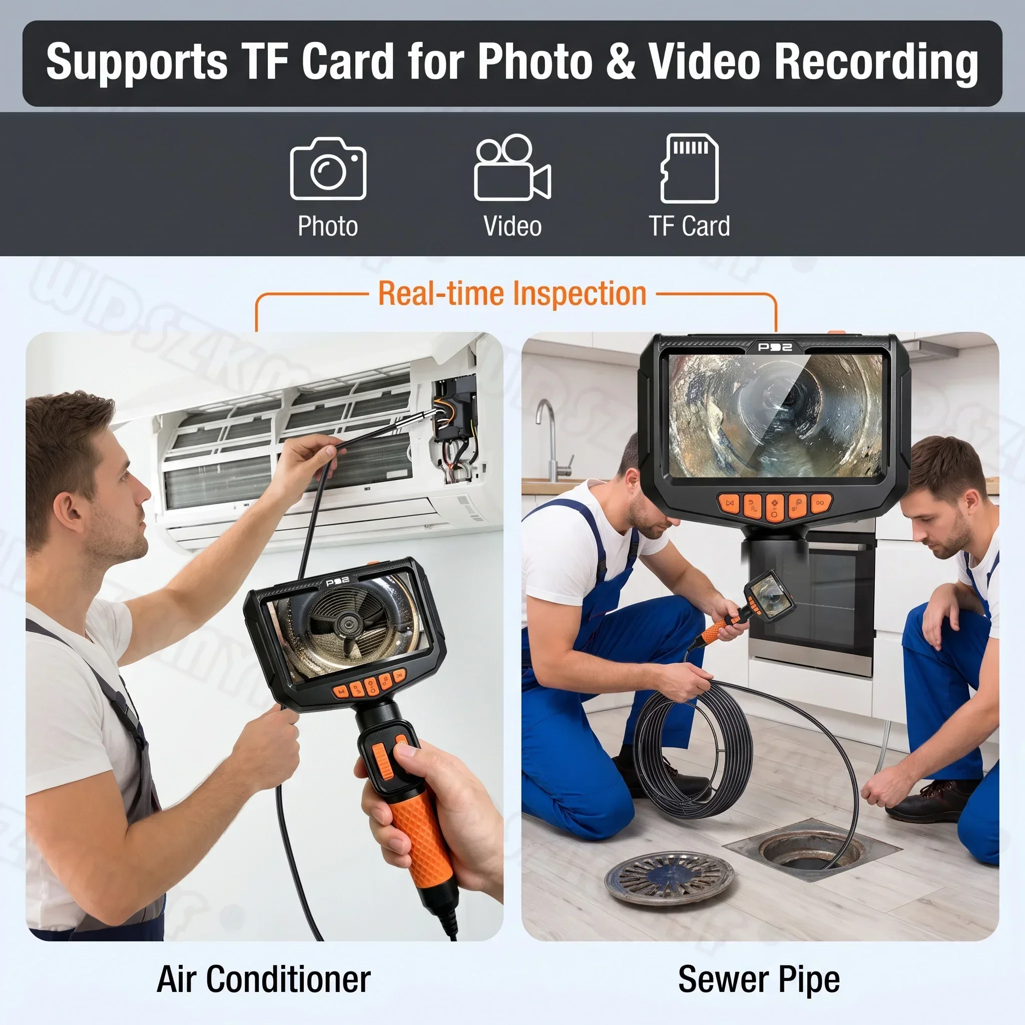 360 Articulating Borescope 1080P 6.0mm 5.0 inch IPS Monitor Industrial Inspection Camera With 2 Way Articulation For Automotive