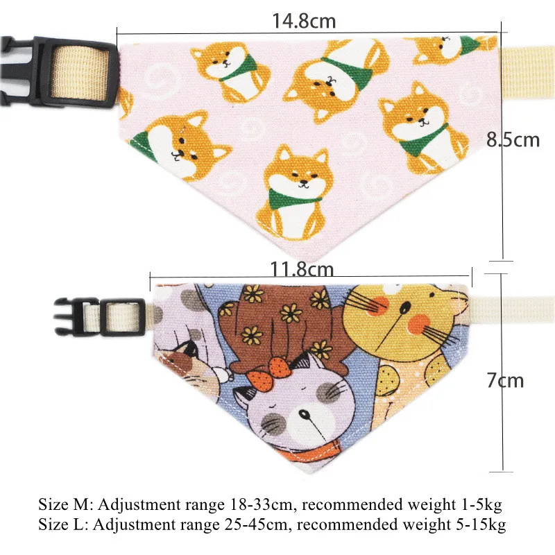 Adjustable Cat Bandana Collar Bow Tie Kitten Dog Cat Scarf Triangular Puppy Bandana Cats Necklace Scarf Cat Bibs Cat Accessories