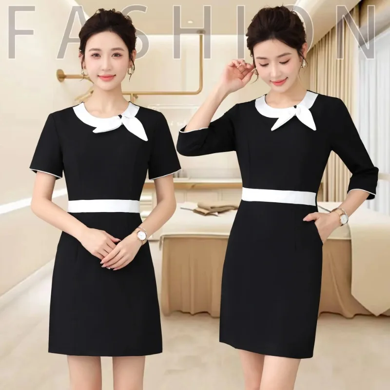 nuovo-abito-da-tecnico-per-la-primavera-e-l'estate-modello-slim-fit-a-maniche-corte-uniforme-da-lavoro-per-centri-di-bellezza-e-salute