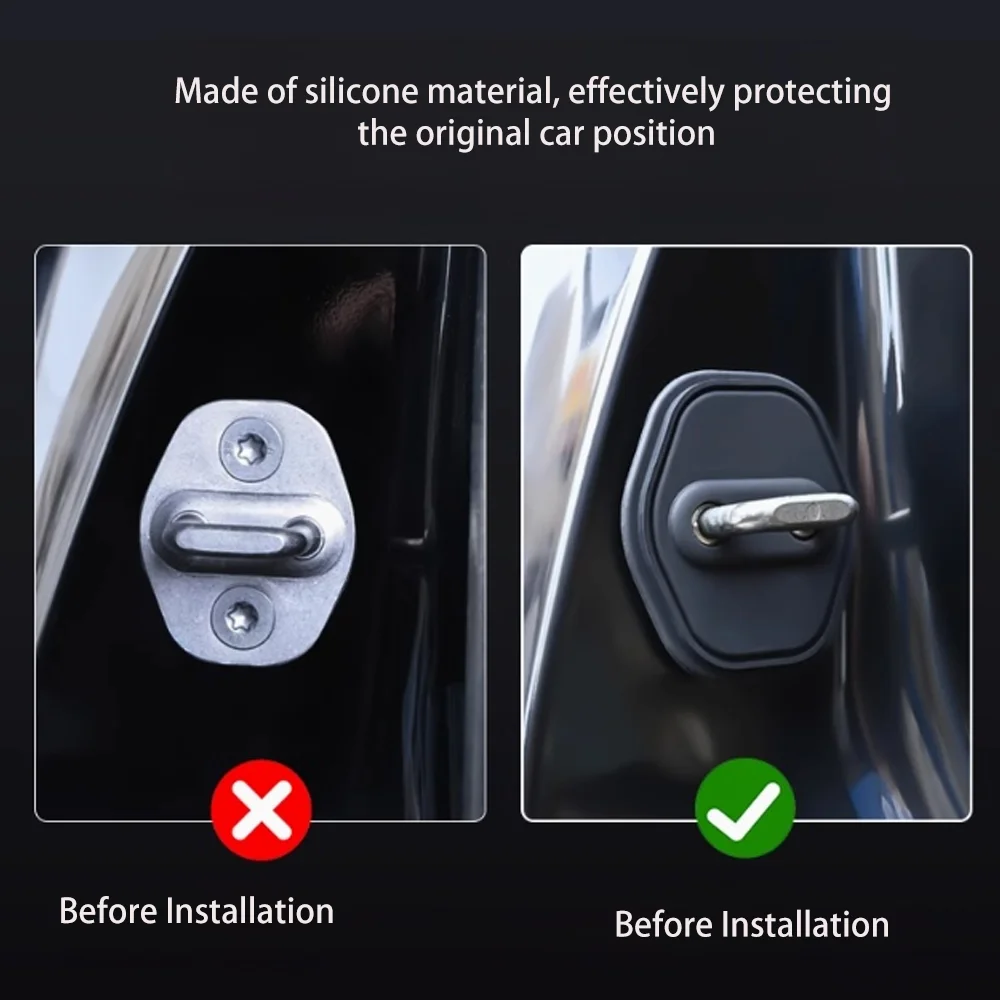 For BYD Dolphin Mini Surf Seagull 2023~2026 2024 Car Door Lock Cover Rustproof Buffer Shock Absorption Protective Accessories