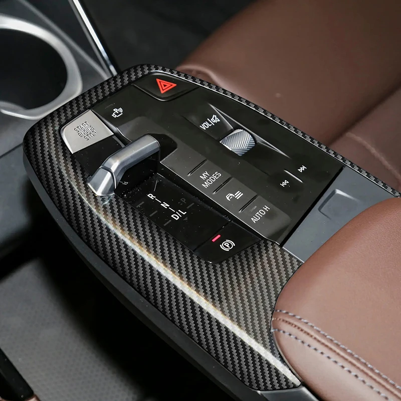 

Car Styling Center Console Gear Shift Panel Frame Decoration Sticker For BMW X1 U11 2023 2024 LHD Carbon Fiber Color Cover Trim