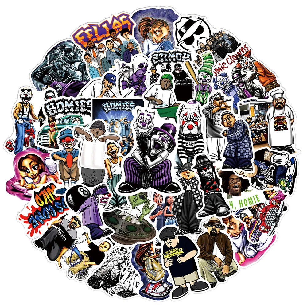 

10/30/50/100pcs Cartoon Rap Greeting Homies Stickers Brother Friend Graffiti Sticker Skateboard Helmet Phone Cool Decals Packing