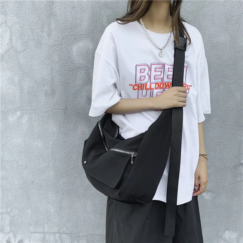 

Dark Style Functional Crossbody Bag Men Streetwear Large Capacity Student Shoulder Bag Breathable Lightweight Multi Pocket