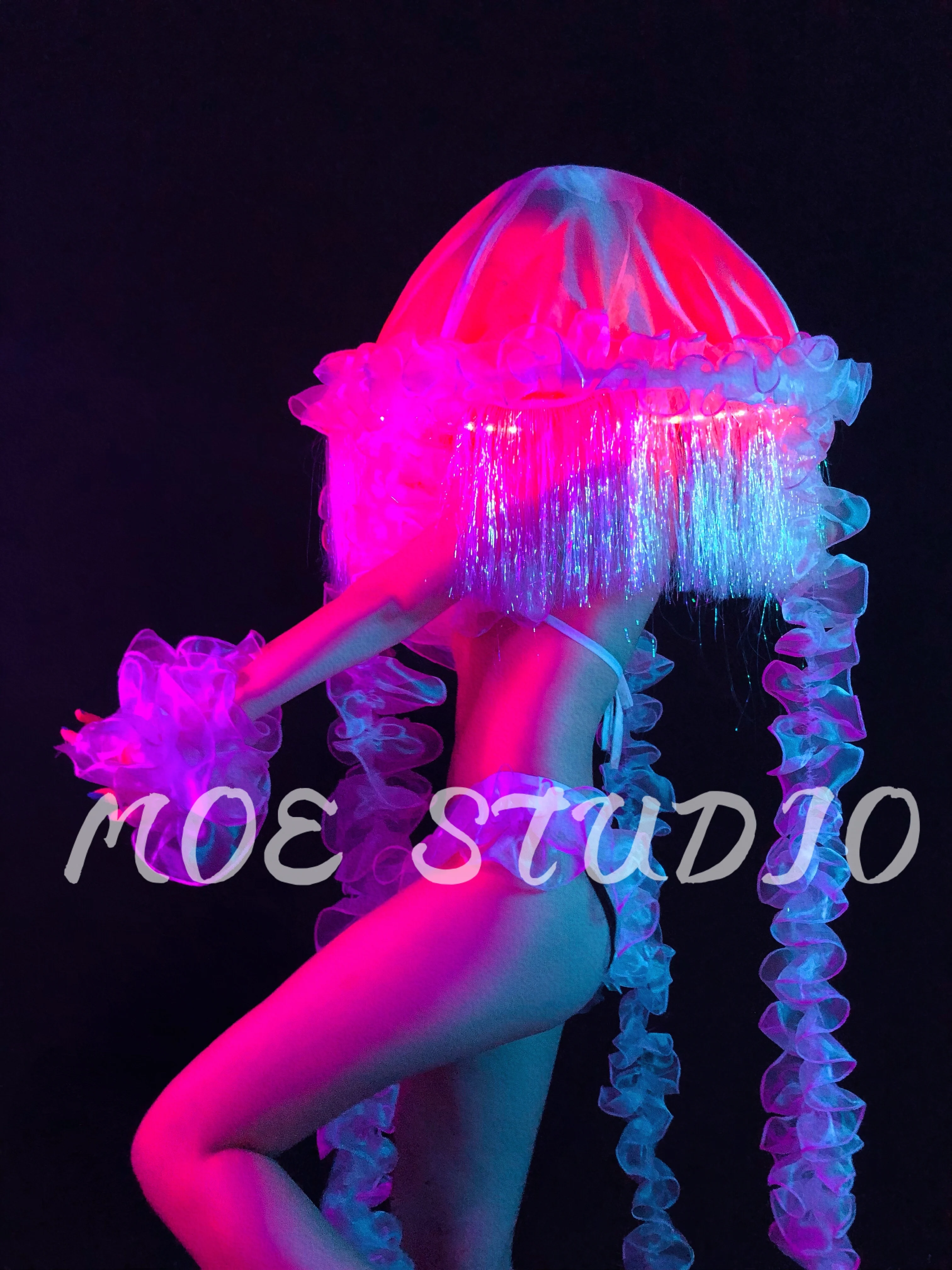 Luminous bikini suit LED colorful jellyfish Nightclub show Bar sexy gogo costume ocean series