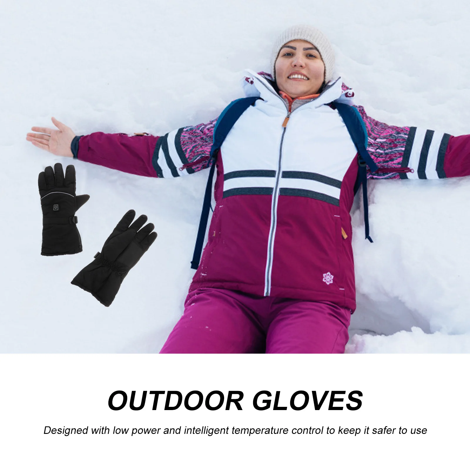 

One Pair Electric Heated Gloves 3 Heating Modes Temperature Control Skiing Thermal Winter Warm Gloves Xl No