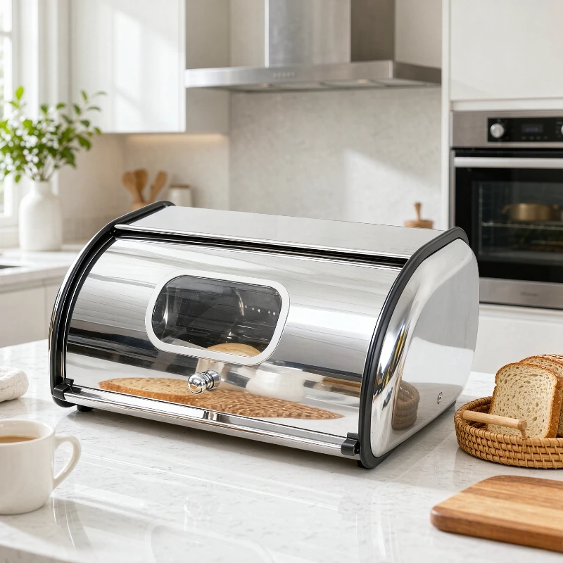 Clear Flip Top Bread Box with Window Airtight Kitchen Storage Container for Fruit Snacks Pastry Countertop Pantry 투명 브레드 박스